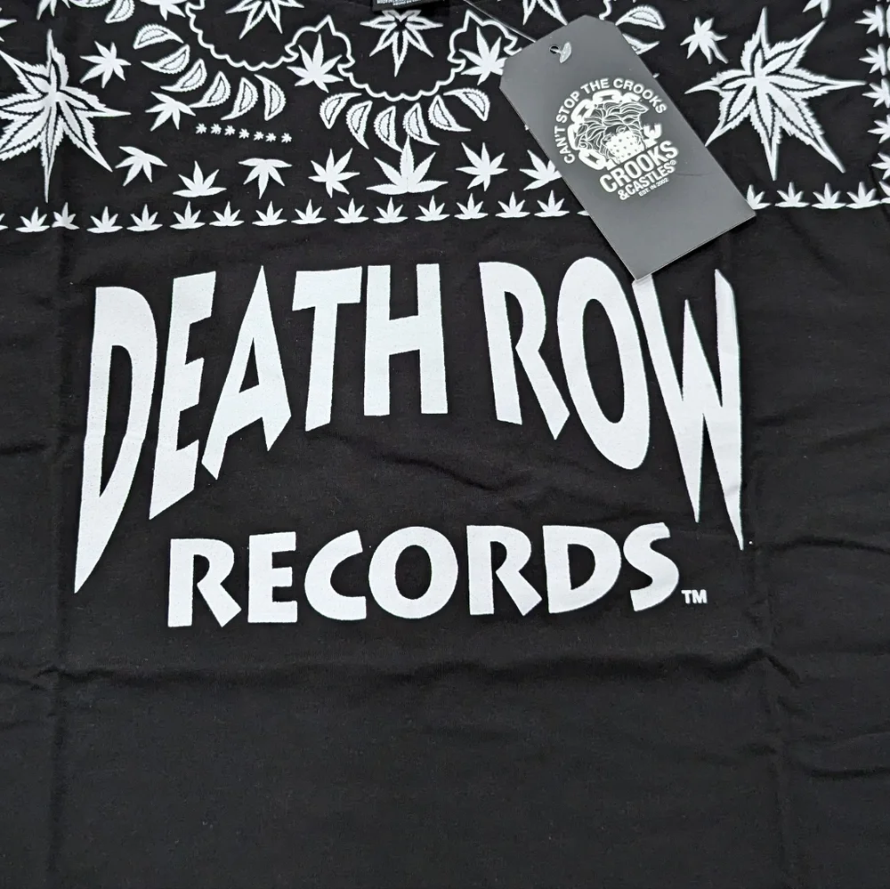 Mens DEATH ROW RECORDS Kushdana Paisley T-Shirt Black/White - Picture 2 of 3
